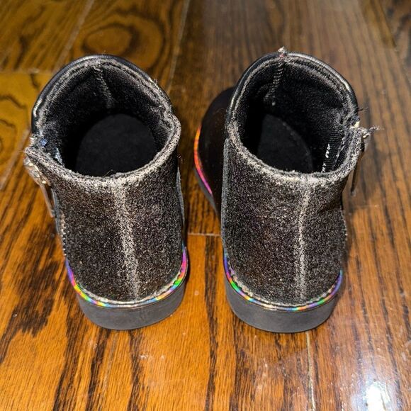 Kelly & Katie Black Glitter Ankle Boots with Side Zipper 6 - Picture 4 of 8